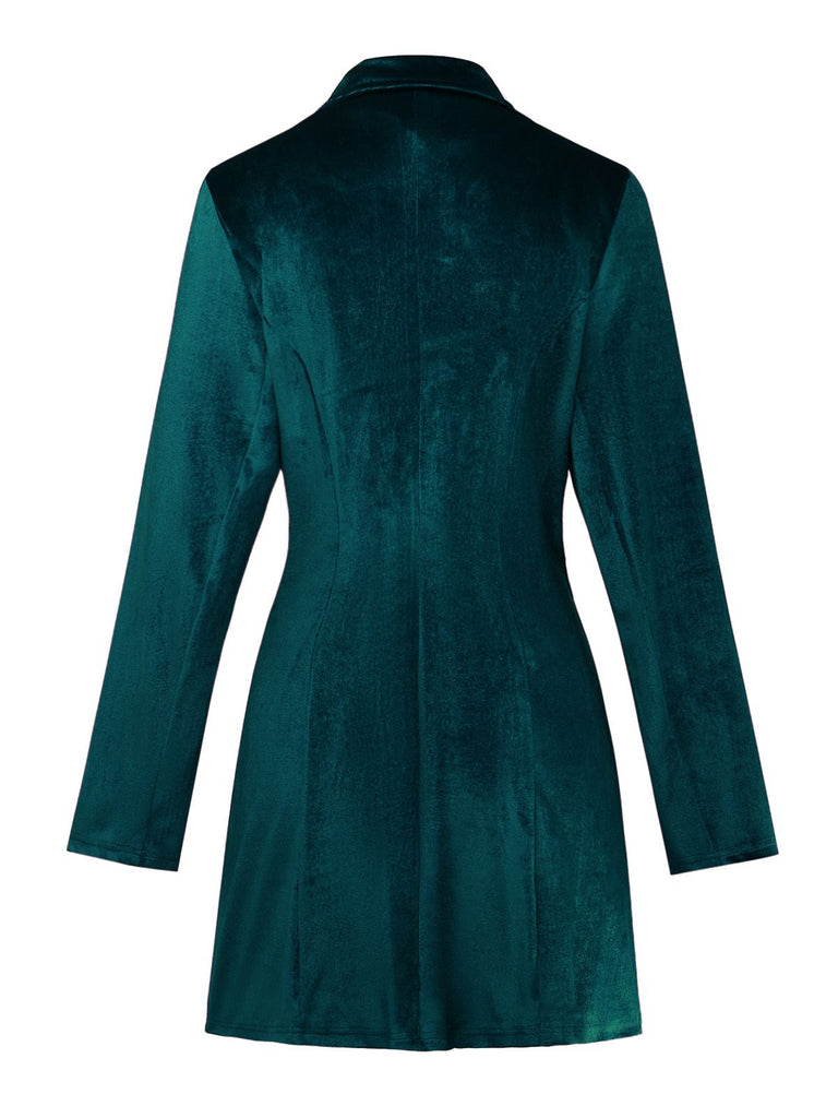 1960s Solid Velvet Long Sleeve Blazer Dress - vintage dress, retro fashion