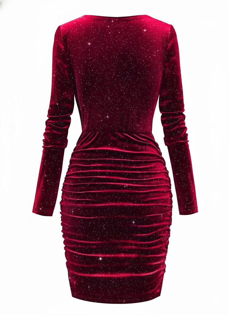 1960s Solid Velvet Long Sleeve Cowl Neck Dress - vintage dress, retro fashion