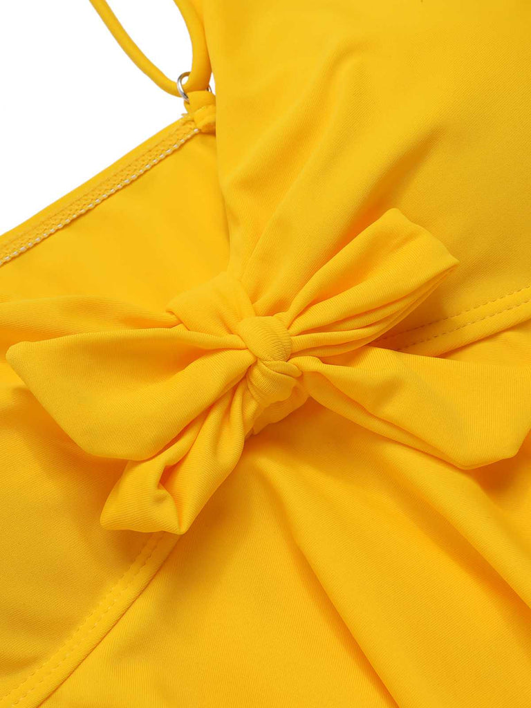 1960s Spaghetti Strap Floral Ruffles Swimsuit — because 1960s glamour never goes out of style
