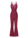 She finds her 1960s story in this 1960s Spaghetti Strap V-Neck Lace Jumpsuit