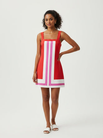 [Pre-Sale] 1960s Square Neck Geometric Colorblock Sleeveless Shift Mini Dress, vintage dress, retro fashion - perfect for women who love vintage and retro fashion