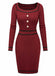 1960s Square Neck Pearl Button Knitted Dress - vintage dress, retro fashion
