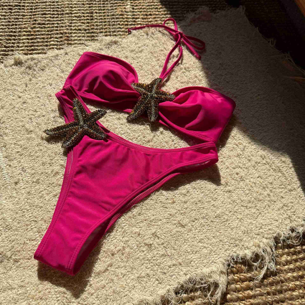 1960s Starfish Lace-Up Halter Bikini Set - vintage fashion, retro style
