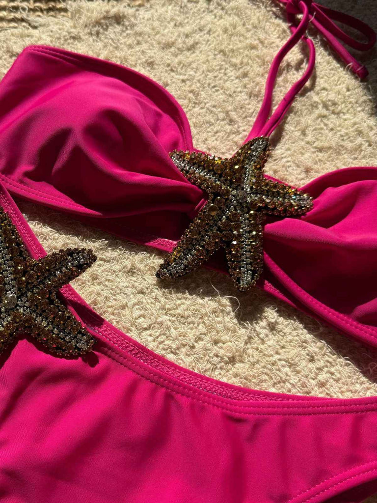 1960s Starfish Lace-Up Halter Bikini Set - vintage fashion, retro style