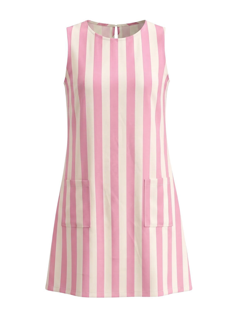 1960s Striped Sleeveless A-Line Mini Dress, vintage dress, retro fashion - perfect for women who love vintage and retro fashion
