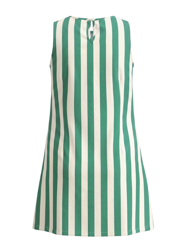 1960s Floral Striped Vintage Classic Dress 2