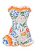 Multicolor 1960s Painted Floral Bandeau One-Piece Swimsuit - vintage swimsuit, pin-up style