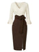 1960s V-Neck Polka Dot Slit Contrast Belted Dress - vintage dress, retro fashion