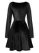 1960s V-Neck Velvet Long Sleeve A-Line Dress, vintage dress, retro fashion - perfect for women who love vintage and retro fashion