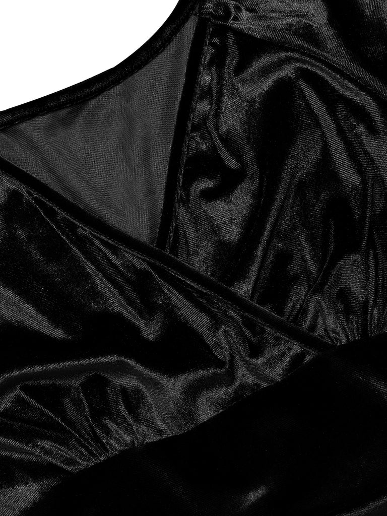 1960s V-Neck Velvet Long Sleeve A-Line Dress, vintage dress, retro fashion - perfect for women who love vintage and retro fashion