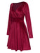 1960s V-Neck Velvet Long Sleeve A-Line Dress: where 1960s romance meets her modern spirit