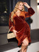 She slips into this 1960s V-Neck Velvet Ruffle Hem Dress and suddenly it's a 1960s daydream