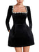 1960s Velvet Diamond Square Neck Dress - vintage dress, retro fashion