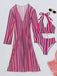 1960s Vertical Stripe Lace-Up Bikini Set & Cover-Up, vintage swimsuit, pin-up swimwear - vintage inspired fashion