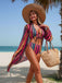 1960s Vertical Stripe Lace-Up Bikini Set & Cover-Up