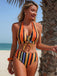 1960s Vertical Stripe Lace-Up Bikini Set & Cover-Up, vintage swimsuit, pin-up swimwear - perfect for women who love vintage and retro fashion