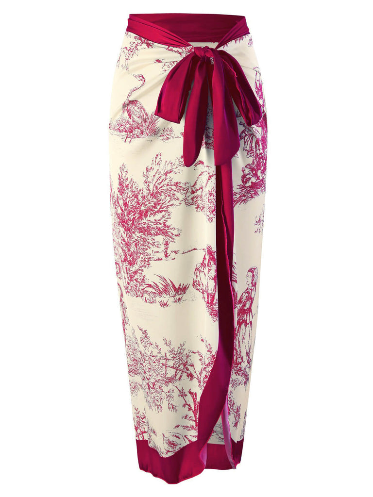 1960s Vintage Ink Floral Swimsuit & Cover-Up — 1960s poolside glamour meets sun-drenched confidence