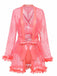 Pink lace robe with a bow