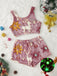 2PCS 1970s Glowing Colorful Print Flannel Pajama Set - vintage fashion, retro style