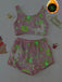 2PCS 1970s Glowing Colorful Print Flannel Pajama Set - vintage fashion, retro style