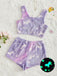 2PCS 1970s Glowing Colorful Print Flannel Pajama Set - vintage fashion, retro style