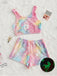 2PCS 1970s Glowing Colorful Print Flannel Pajama Set - vintage fashion, retro style