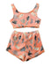 2PCS Orange 1970s Glowing Halloween Ghost Flannel Pajama Set - vintage fashion, retro style