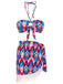 3PCS 1970s Fringe Print Lace-up Halter Bikini Set & Cover Up - vintage fashion, retro style