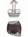 3PCS Multicolor 1970s Halter Rainbow Stripes Shell-Strap Bikini Set - vintage fashion, retro style