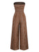 1970s Bohemian Strapless Slit Smocked Jumpsuit - vintage jumpsuit, retro fashion