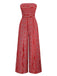 1970s Bohemian Strapless Slit Smocked Jumpsuit - vintage jumpsuit, retro fashion