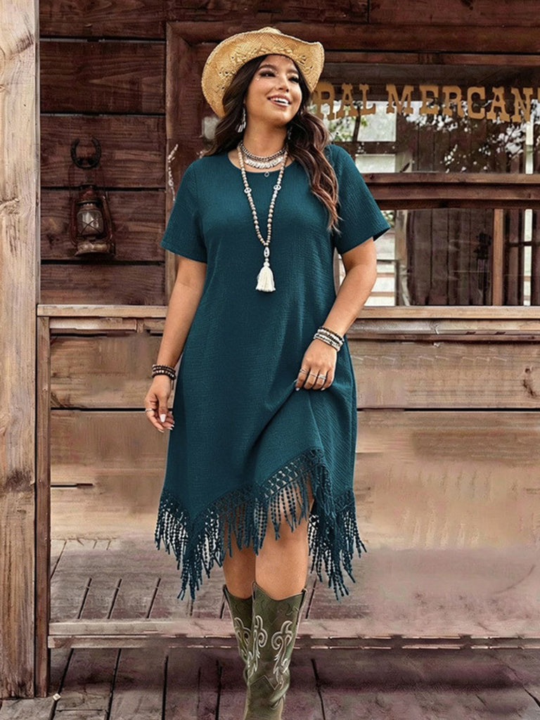 Plus Size Green 1940s V Neck Vintage Dress 5