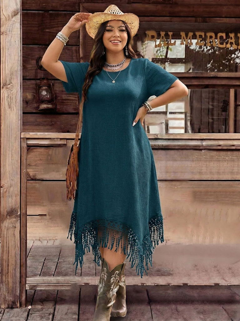 Plus Size Green 1940s V Neck Vintage Dress 6