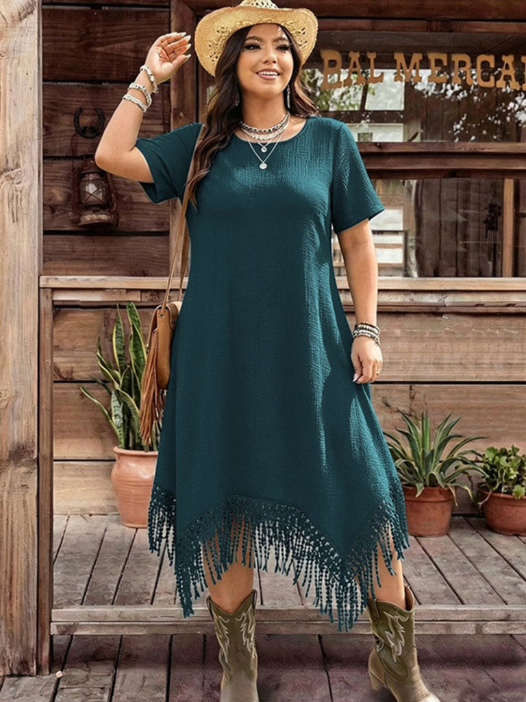 Plus Size Green 1940s V Neck Vintage Dress 8