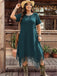 Plus Size Green 1940s V Neck Vintage Dress 8
