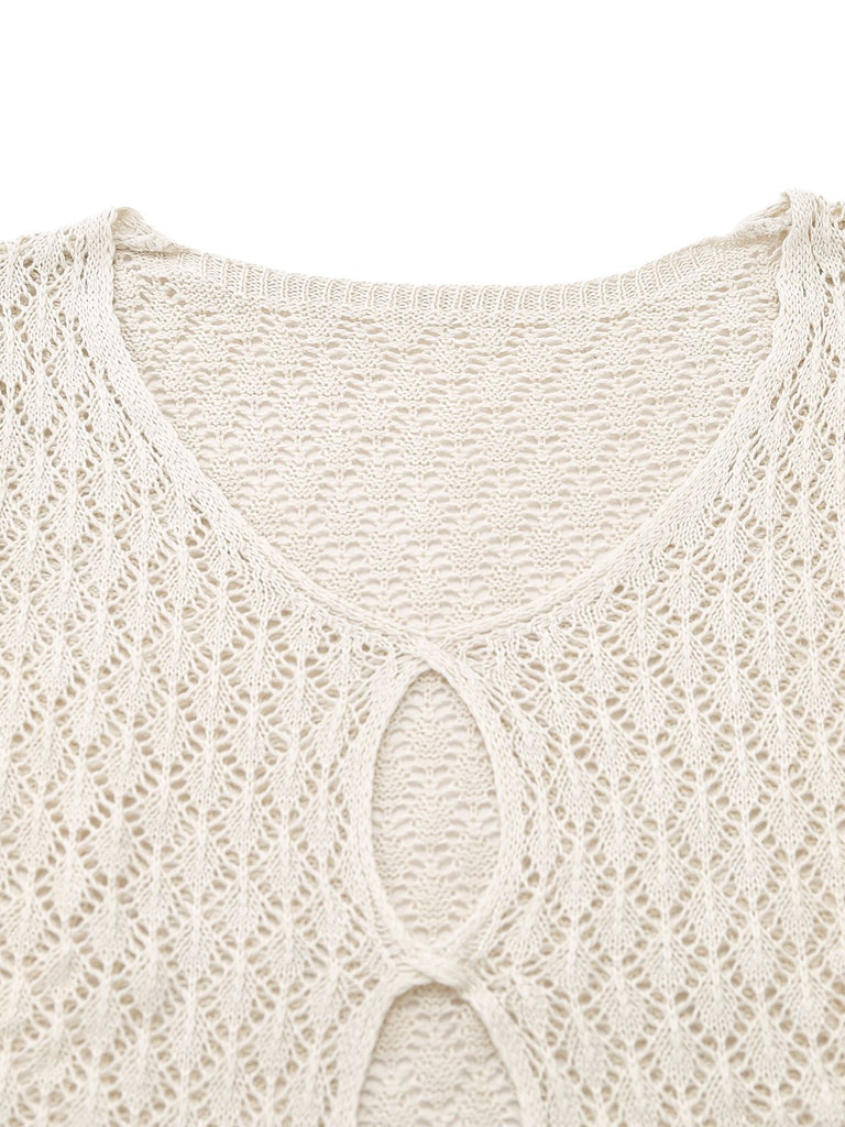 1970s Boho Crochet Hollow-Out Cover-Up - vintage fashion, retro style