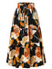 1970s Boho Floral Bow Tiered Skirt - vintage skirt, retro style, elegant red