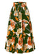 1970s Boho Floral Bow Tiered Skirt - vintage skirt, retro style, elegant red