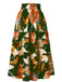 1970s Boho Floral Bow Tiered Skirt - vintage skirt, retro style, elegant red