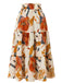 1970s Boho Floral Bow Tiered Skirt - vintage skirt, retro style, elegant red