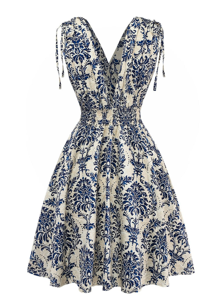 1970s Boho Style Lace-Up V-Neck Dress - vintage dress, retro fashion