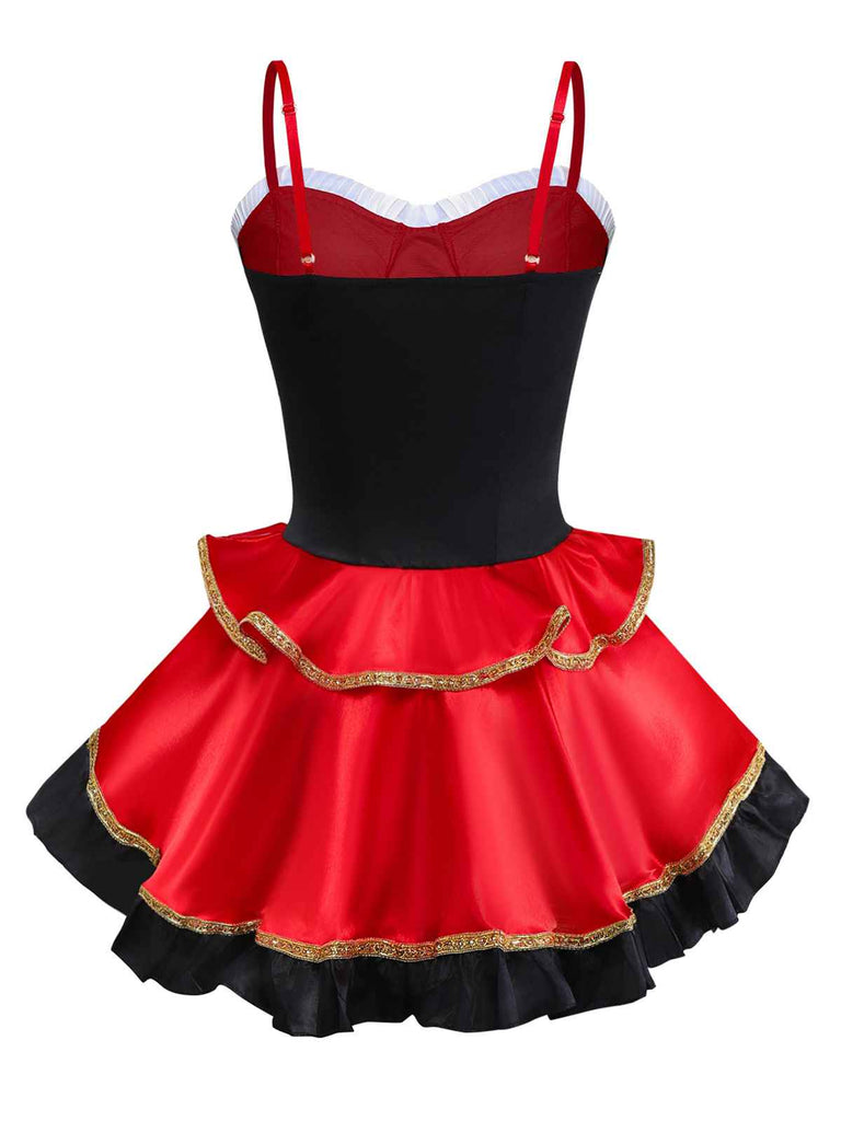2PCS Red 1970s Riding Hood Costume Cape With Corset Dress - vintage dress, retro fashion, elegant red