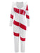1970s Christmas Candy Cane Hooded Jumpsuit - vintage jumpsuit, retro fashion