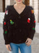 1970s 3D Christmas Print Fluffy Knit Button Cardigan - vintage fashion, retro style