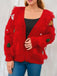 1970s 3D Christmas Print Fluffy Knit Button Cardigan - vintage fashion, retro style