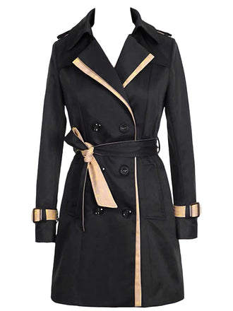 Vintage 1970s Color-block Double-breasted Trench Coat - vintage fashion, retro style