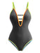 1970s Color Block Strap Cut-Out Swimsuit - vintage swimsuit, pin-up style