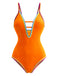 1970s Color Block Strap Cut-Out Swimsuit - vintage swimsuit, pin-up style