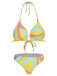 1970s Colorful Halter Bikini Set & Cover-Up, vintage swimsuit, pin-up swimwear - perfect for women who love vintage and retro fashion