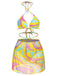 1970s Colorful Halter Bikini Set & Cover-Up, vintage swimsuit, pin-up swimwear - perfect for women who love vintage and retro fashion